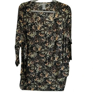 CATHERINES Women’s Size 1X 18/20 Fall Pull Over Top 3/4 Sleeves Tunic